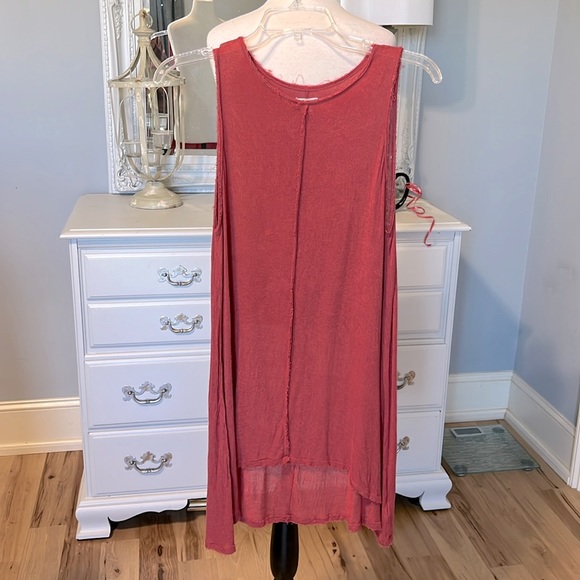 Ecote Tunic Coverup Dress Semisheer Flowy Womens Small Salmon Blush Rust Beach - Picture 2 of 7